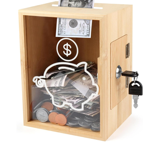 Hucha de Bambú de Alta Calidad con Cerradura y Llave para Guardar Monedas y Efectivo, Regalos Creativos de Cumpleaños para Niños, Fábrica de Vietnam - Product Image 3