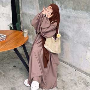 Abaya islamique ODM pour femme, ouverte sur le devant, personnalisée, broderie perlée sans couture, lin et polyester, longueur ras du sol, coupe ajustée, printemps - Product Image 6