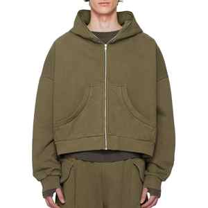 Fabricante de ropa de hombre pulóver sudadera sin cuerda 100% algodón de talla grande recortada Vintage sudaderas con capucha para hombres - Product Image 6