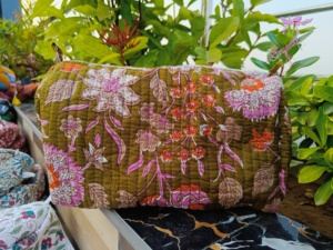 Multi-Function Quilted Cosmetic Bag Block Print Boho Make up Storage Pouch Portable Zipper Toiletry Pouch Wholesale <b>Vanity</b> <b>Case</b> - Product Image 4