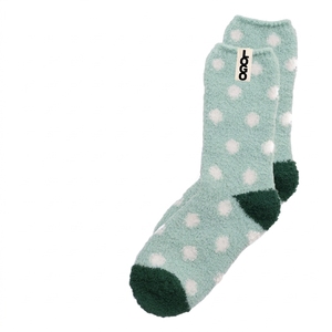 Spring Warm <b>Women</b> Fuzzy <b>Socks</b> 100% Cotton Eco-Friendly Quick Dry Customized Brand Juncai Knitting <b>Fluffy</b> Logo Position Bottom - Product Image 3