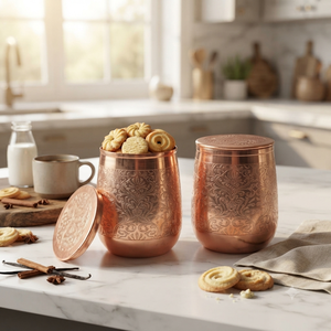 Handcrafted Engraved Copper Storage <b>Jar</b> with Lid Airtight Kitchen Canister Tea Coffee Sugar <b>Cookie</b> Container Wholesale OEM - Product Image 4