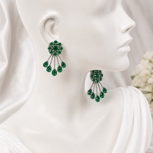 Boucles d'oreilles pendantes tendance ARTS JEWELS Monalisa en pierre et perle, alliage de zinc oxydé, laiton plaqué argent antique, styles personnalisés, mode - Product Image 4
