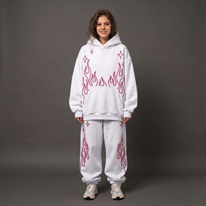 Survêtement unisexe personnalisé, coupe ample, écologique, grande taille, épais, respirant, pour l'hiver, effet délavé, 20% polyester 80% coton - Product Image 5