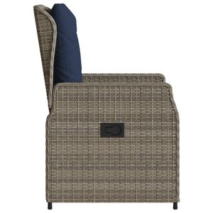 Chaise de patio inclinable en rotin PE gris avec pieds réglables standard, chaises de jardin - Product Image 6