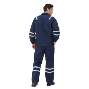 Overol de Trabajo de Algodón Azul Marino para Hombre, con Rayas Reflectantes, Ajuste Ajustable, Múltiples Bolsillos, Uniforme Industrial - Product Image 4