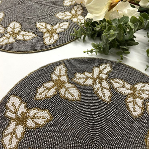 Wholesale Needlework Customized Vintage Solid Beaded Placemat for Wedding Home Use Eco-Friendly Durable by glowin fashion - Product Image 2