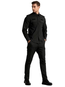 Black Cotton Quick-Dry Training Suit Long Sleeve Coat Security Guard Uniform Multi-Pocket Summer Duty Breathable Bangladesh - Product Image 2