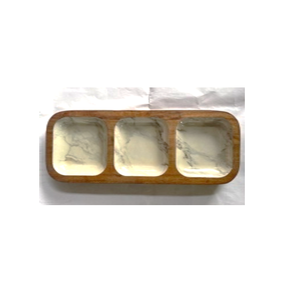 Plateau de service rectangulaire en bois artisanal avec 3 compartiments, organisateur écologique pour collations et condiments, ustensiles de cuisine rustiques - Product Image 4