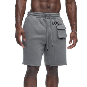Shorts en polaire pour hommes, couleur unie, prix d'usine pour les acheteurs en gros, qualité supérieure, avec cordon de serrage et poches, avec logo. - Product Image 1