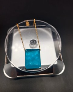 Collier pendentif en quartz bleu aqua, bijoux en pierres précieuses naturelles, collier en pierre de guérison fait main, cadeau - Product Image 4