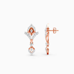 Pendientes de Flor con Diamantes de Corte Brillante Chapados en Oro Rosa de 14K, Diseño de Lazo con Perla de Agua Dulce, Clásicos, Modernos y de Lujo - Product Image 4