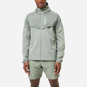 Conjunto Deportivo Ligero con Capucha para Hombre, Manga Larga, Color Sólido, Transpirable, Pantalones Cortos Deportivos con Bolsillos Laterales y Cierre de Cremallera - Product Image 1