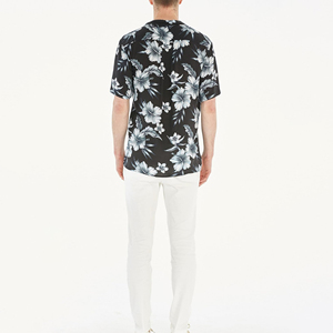 Chemise décontractée pour homme en coton uni, col en V, coupe classique, boutonnée, manches courtes, dernier design, style plage, tricotée, toile hawaïenne - Product Image 6