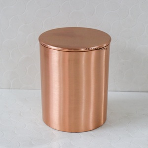 Custom Logo Handmade Copper Candle Container 18 Oz Eco-Friendly <b>Heat</b> Resistant Fragrance Scented Wax Metal Jars Home Decoration - Product Image 5