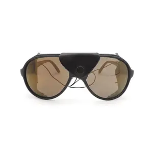 Removable Leather Shield Aviation Sunglasses with Mirror Lenses PC Frame-Unisex Outdoor Fashion - Product Image 1