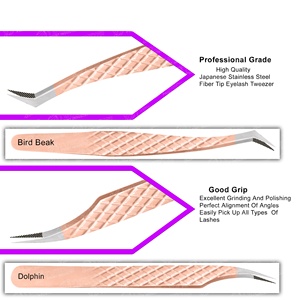 Forte adhérence en gros de haute qualité en acier inoxydable diamant poignée extension de cils pince à épiler professionnelle pince à cils - Product Image 5