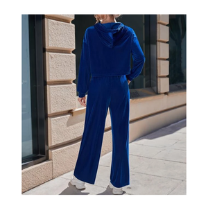 Conjunto Deportivo de Terciopelo para Mujer, 2 Piezas, Color Personalizado, Sudadera Bordada con Cremallera, Estilo Casual para Invierno - Product Image 3