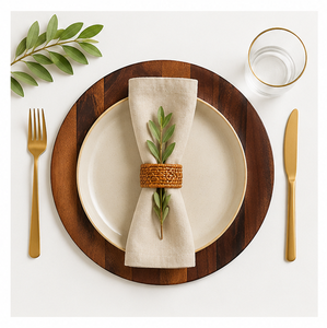 Plato de Servir Redondo de Madera de Acacia de Lujo, Ecológico, Hecho a Mano, para Bodas, Fiestas y Hoteles - Product Image 6