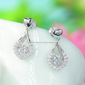 Pendientes de diamantes redondos cultivados en laboratorio IGI/GIA, joyería de boda de moda en plata de ley con chapado en oro, regalo perfecto - Product Image 1