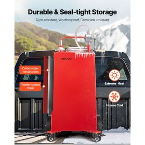 Pompa di trasferimento manuale da 40 galloni portatile serbatoio carburante rosso per benzina Diesel 4 ruote 10 Ft tubo per auto tosaerba ATVs - Product Image 4