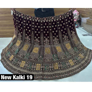 Rajwadi Maroon Velvet Lehenga Heavy Jarkan Cut Paste Bordado Doble Can Fit Long Choli 1,2 M 2,5 M Dupatta para Party Rani - Product Image 1