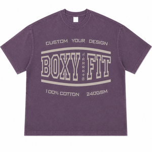 Camiseta Oversize de Corte Cuadrado para Hombre, 100% Algodón, 240GSM, Manga Corta, Cuello Redondo, Casual, con Estampado de Letras y Logotipo Frontal - Product Image 3