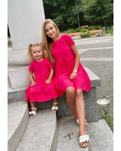 ชุดมินิมอลสีชมพูคุณแม่ & ลูกสาว,เดรสคอตตอนเนื้อนุ่มสวมใส่สบายผลิตจากผ้านิ่มชุดเดรสสมบูรณ์แบบสำหรับออกนอกบ้าน - Product Image 1