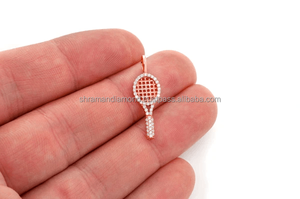 Collection exclusive de bijoux de mode haut de gamme, mini raquette de tennis, pendentif en or 14 carats, diamant naturel VVS, pendentif charme, cadeaux - Product Image 5