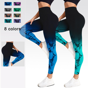 Women Gradient Tie Dye <b>Seamless</b> <b>Leggings</b> High Waist Push Up Ombre Yoga Gym Fitness Pants Ankle Length Sportswear OEM ODM Wholesa - Product Image 1