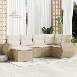 Conjunto de Sofá de Jardín Ajustable Mediano con Patas Ajustables en Ratán Sintético PE Beige, Muebles de Jardín Ajustables - Product Image 1