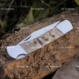UA Supplies Professional Natural Ram Horn Handle High Carbon Steel Hunting Clip Point Industrial Folding Pocket Knife High OEM - Product Image 4