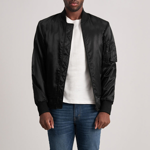 Blouson Bomber Matelassé en Satin Teint pour Femme, Décontracté, Automne, Noir, Style Universitaire, à Capuche, Coupe-Vent, Zippé, avec Poches, Prix de Gros - Product Image 4
