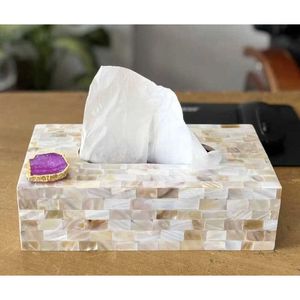 Boîte à mouchoirs en nacre de haute qualité, idéale pour la décoration de table, boîte en MDF avec forme florale pour le rangement du papier - Product Image 2