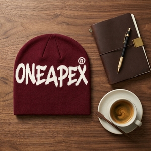 Custom Burgundy Knit Beanie Hat White Logo Warm Ribbed <b>Winter</b> <b>Cap</b> Unisex Streetwear Fashion Headwear Wholesale Supplier - Product Image 6