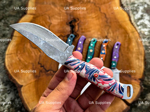 UA Supplies มีดลอกหนังทำมือจากเหล็กดามัสกัส ด้ามไม้ผสมเรซิ่น ขายส่งสำหรับร้านขายอุปกรณ์กีฬาและผู้นำเข้า - Product Image 3