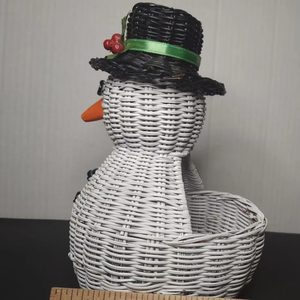 ตะกร้าเก็บของคริสต์มาสลายตุ๊กตาหิมะสองชิ้น ทำด้วยมือ สำหรับตกแต่งวันหยุดและบรรจุภัณฑ์ของขวัญ - Product Image 3