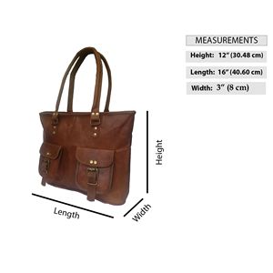 Sac fourre-tout à bandoulière en cuir véritable marron pour femme, création d'artiste, avec fermeture éclair, doublure en coton et poches pour le shopping quotidien - Product Image 6