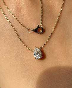 Pendentif délicat en diamant de laboratoire en forme de goutte d'eau en or 14 carats, diamant taille poire 2,0 carats CVD/HPHT, collier pour femme, bijoux fins E/VS - Product Image 2