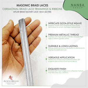 Professional Design High Quality Silver Thread Mylar Bullion Wire <b>Braid</b> Lace Traditional Ceremonial Uniform <b>Accessories</b> - Product Image 6