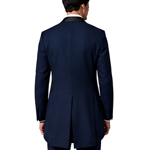 Veste de smoking ajustée bleu marine pour homme, de qualité supérieure, à un bouton, pour marié, mariage, revers pointu noir, manteau formel pour homme - Product Image 2