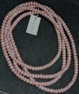 Collier de perles d'eau douce roses naturelles AAAA+ 7-7,5 mm, brin de perles de culture 64 pouces, surface lisse, bijoux fins, vente en gros - Product Image 3