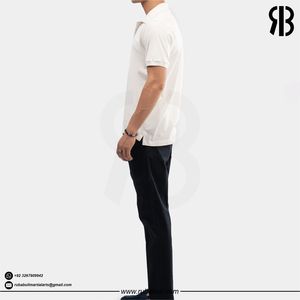 OEM <b>Men's</b> <b>White</b> Knitted Short Sleeve <b>Polo</b> Shirt Solid Color Casual Breathable Cotton Fabric Regular Fit With Button Design Shirt - Product Image 3