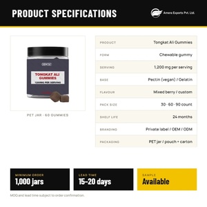 เยลลี่ตองกัตอาลี ตราสินค้า OEM ปริมาณ 1200 มก. ต่อหนึ่งหน่วยบริโภค ผลิตภัณฑ์เสริมอาหารสมุนไพรอียูรีโคมา ลองกิโฟเลีย 60 เม็ด - Product Image 3