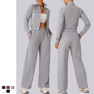 Womens Slim Fit Tracksuit Set Stretch Fabric Sports <b>Jacket</b> High Waist Jogger Pants Comfortable Casual Activewear Outfit - Product Image 4