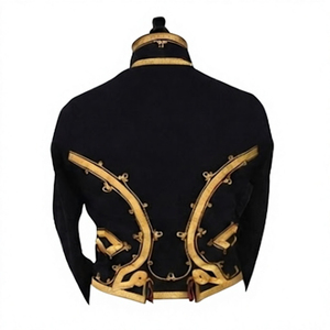 Chaqueta Napoleónica Personalizable y Transpirable, Túnica, Uniforme, Pelisón Negro con Cuello Trenzado Dorado, Unisex - Product Image 4