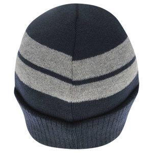 Unisex Knitted Beanie <b>Hat</b> with Striped Design in <b>Navy</b> and Gray for Adults Casual Winter Wear 56-58CM - Product Image 6