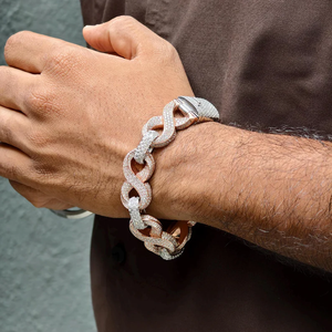 Bracelet à maillons en moissanite plaqué or rose S925, taille brillant rond, sertissage pavé, luxe pour usage quotidien - Product Image 1
