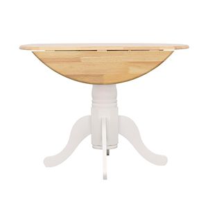 Tavolo da Pranzo Rotondo Naturale Marrone e Bianco con Pratico Piano Ribaltabile, Prodotto Ecologico - Product Image 5