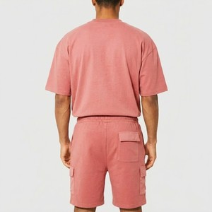 Nuevo Conjunto Coordinado para Hombre Color Rosa Polvoriento, Corte Holgado, Camiseta Transpirable, Pantalones Cortos con Bolsillos Tipo Cargo, Ropa Urbana de Verano - Product Image 2